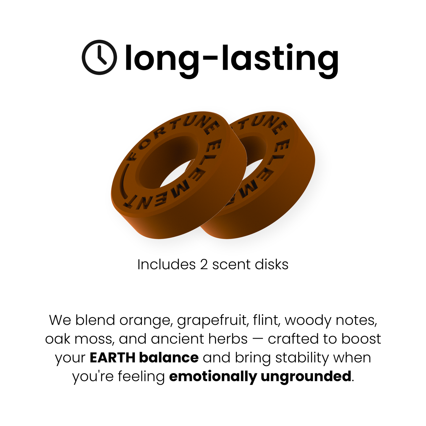 A showcasing the two scents, they are included items for fortune element car diffuser set.